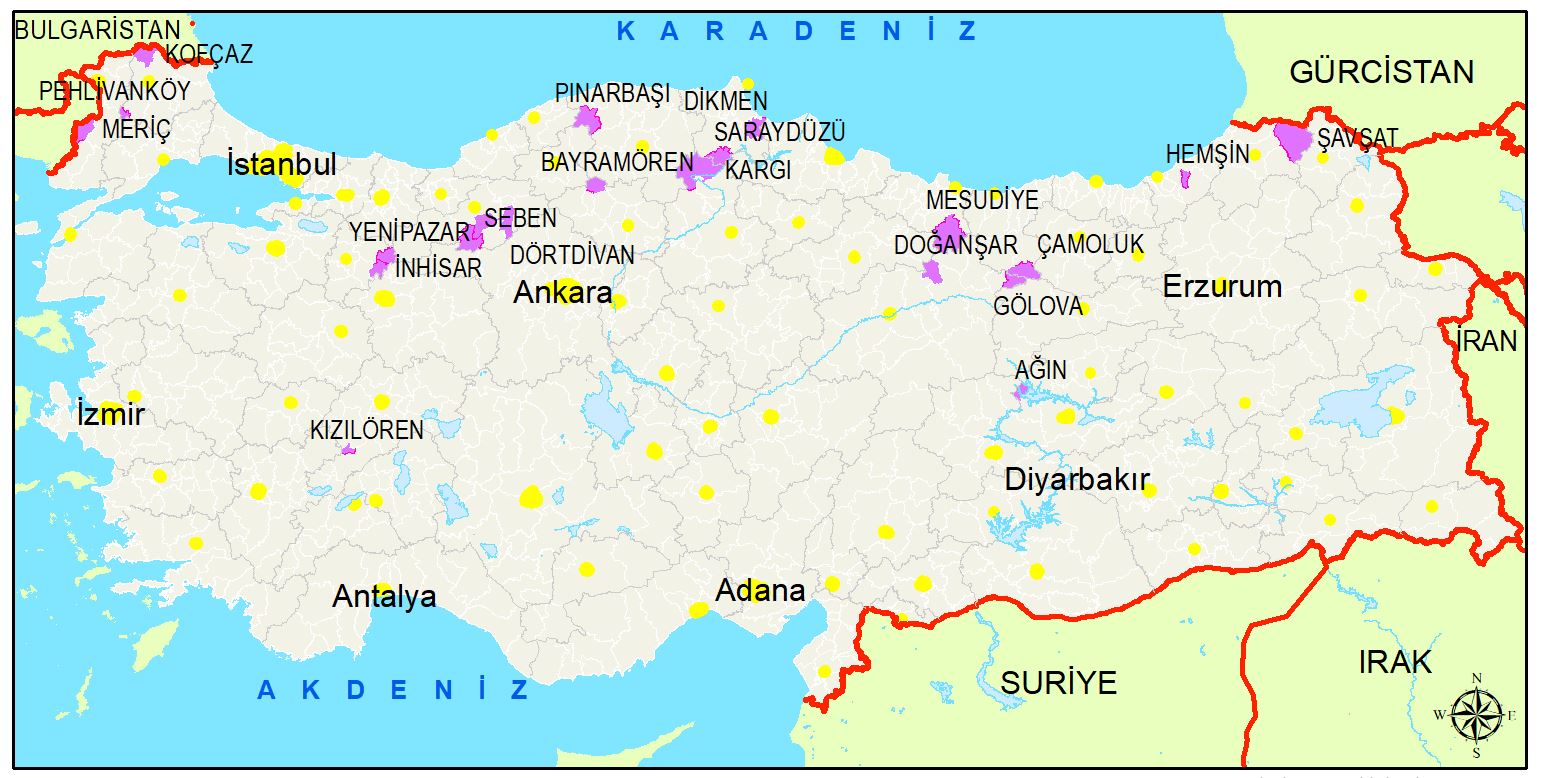 En Yaşlı 20 İlçe Haritası